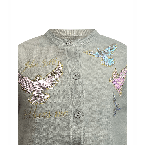 SEQUIN DOVE CARDIGAN