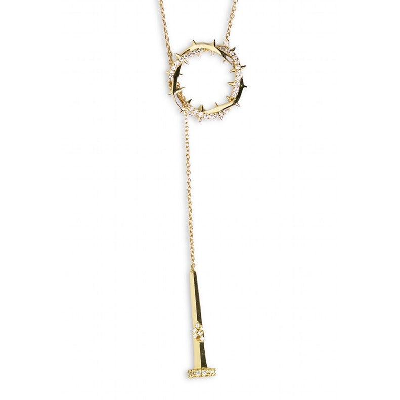 Crown & Nails Vertical Necklace