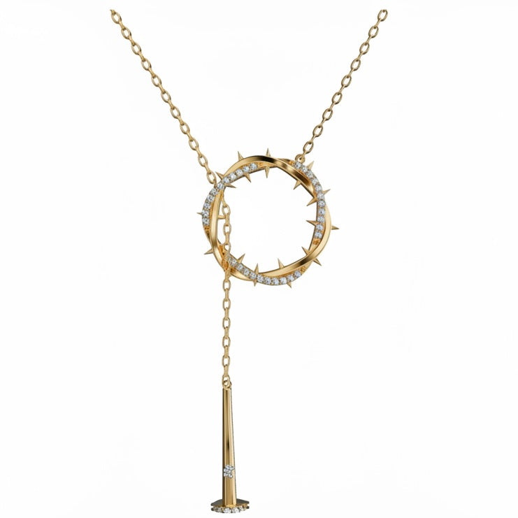 Crown & Nails Vertical Necklace