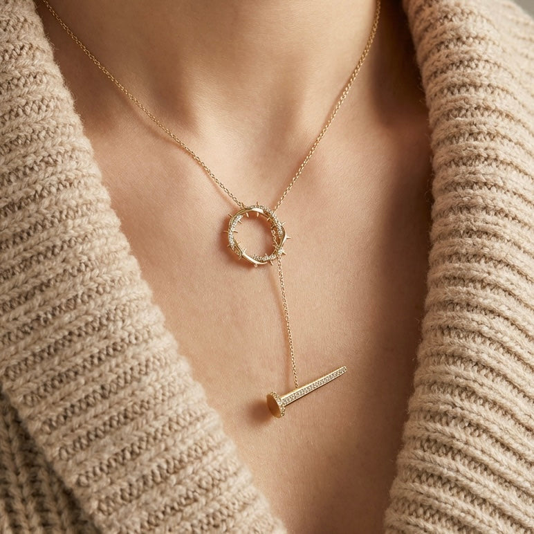 Crown & Nails Horizontal Necklace