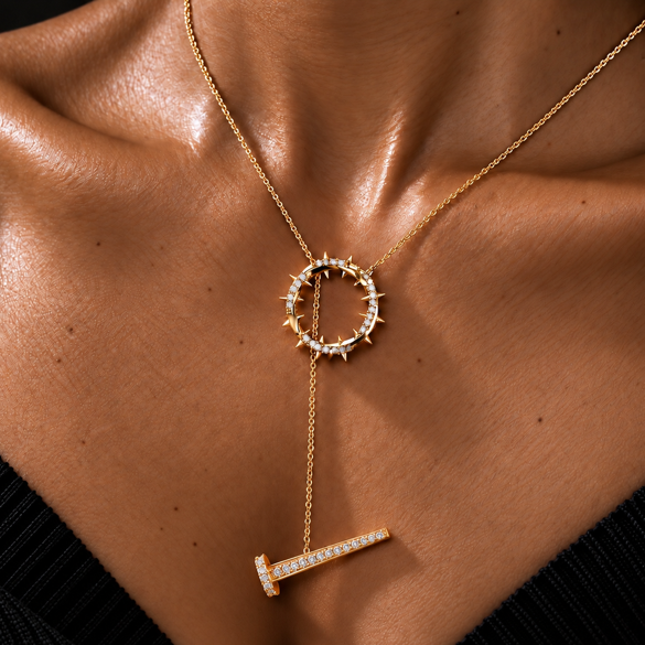 Crown & Nails Horizontal Necklace