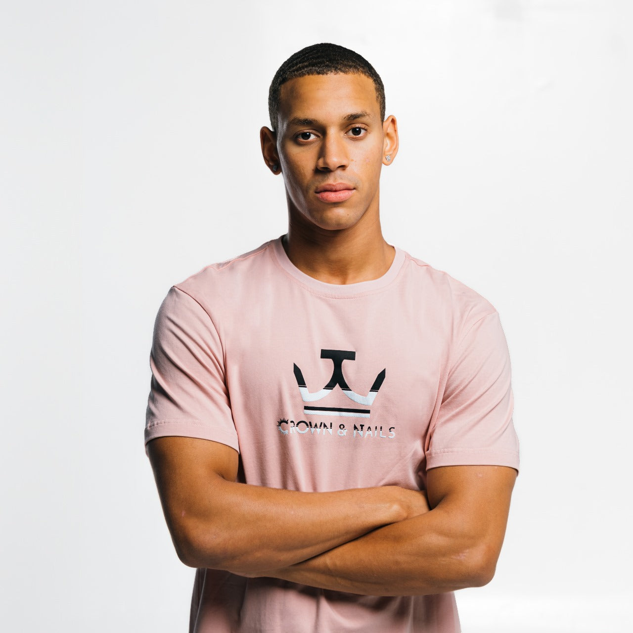 Crown and Nails Textured Logo T-shirt Taup