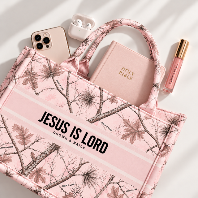 Crown & Nails Pink Camo Tote