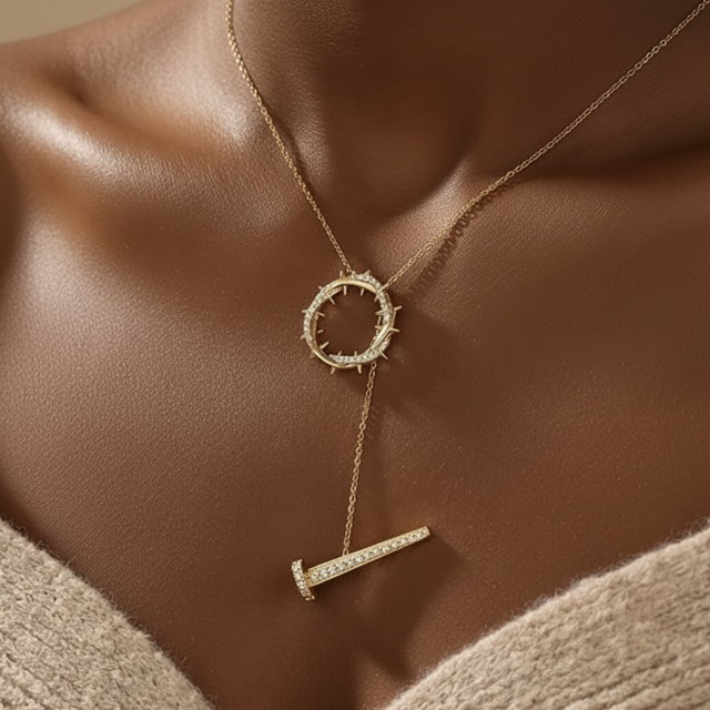 Crown & Nails Horizontal Necklace
